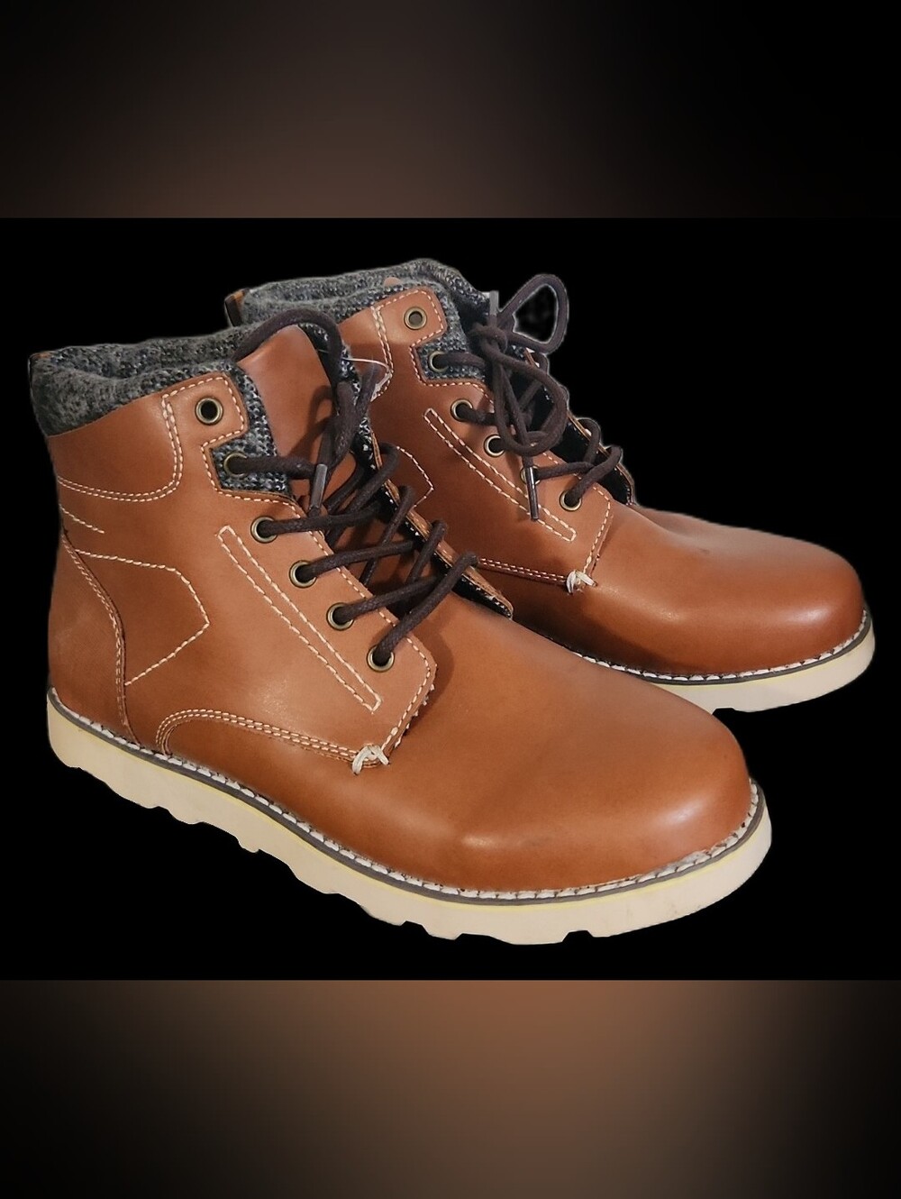 NWOT Cat & Jack Tan Brown Lace-Up Kids Ankle Boots Heirloom Style Size 4